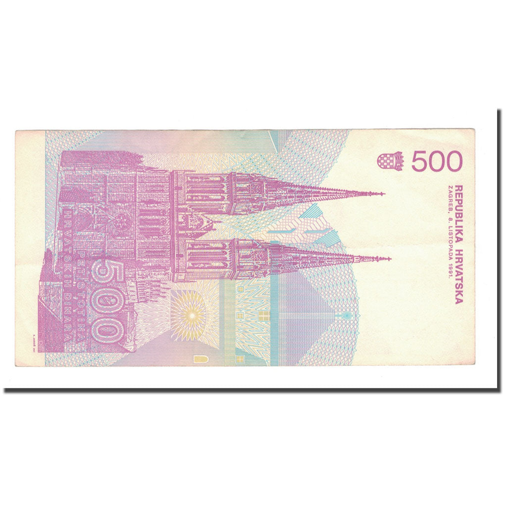 Billet, Croatie, 500 Dinara, 1991, 1991-10-08, KM:21a, TTB+