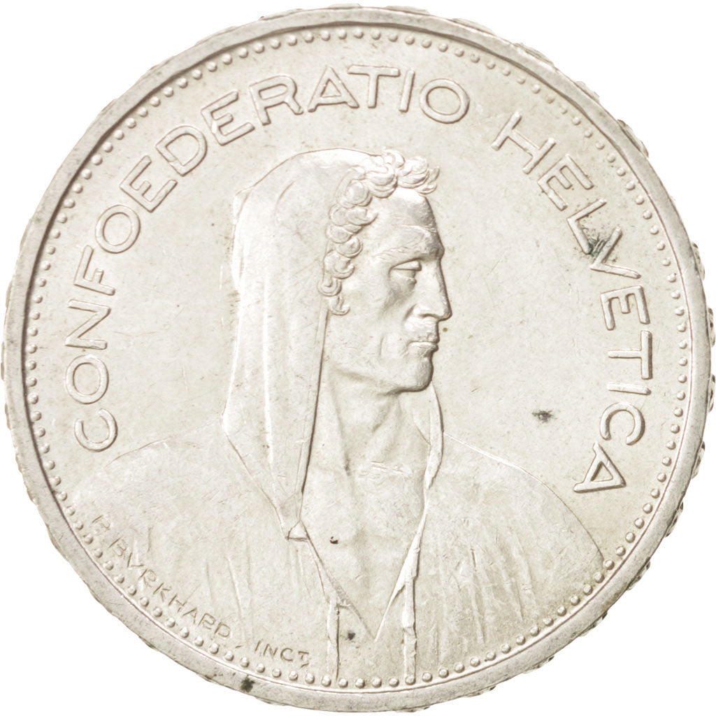 SWITZERLAND, 5 Francs, 1933, Bern, KM #40, AU(55-58), Silver, 31.45, 15.07