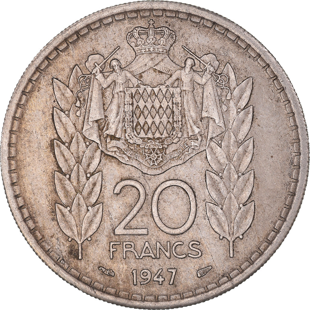 Coin, Monaco, 20 Francs, Vingt, 1947