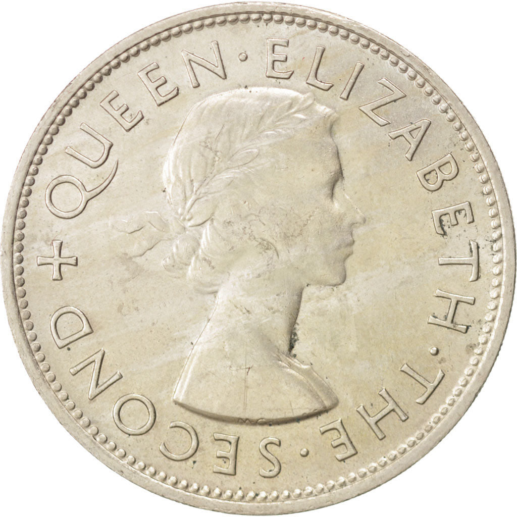 NEW ZEALAND, Crown, 1953, KM #30, AU(55-58), Copper-Nickel, 38.8, 28.41