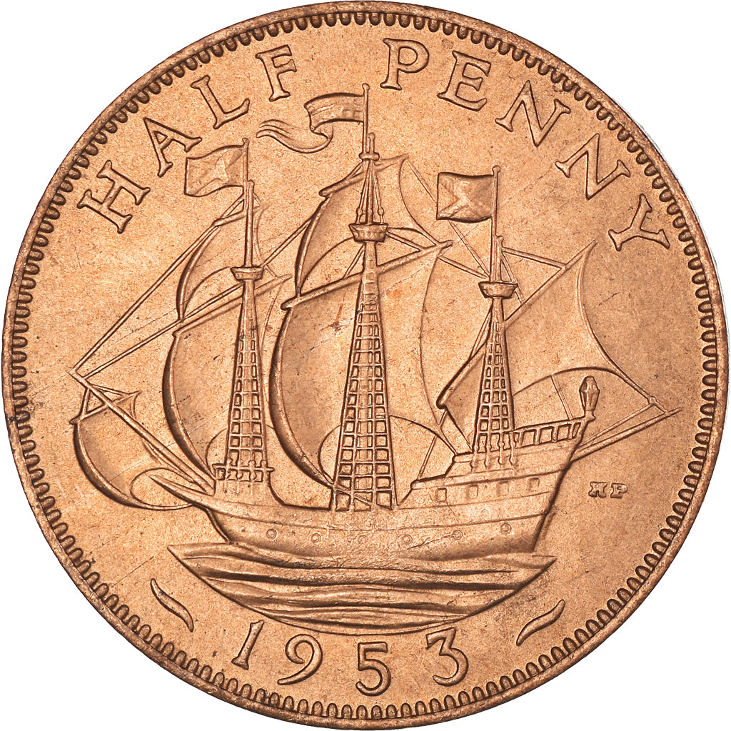 Munten, Groot Bretagne, 1/2 Penny, 1953