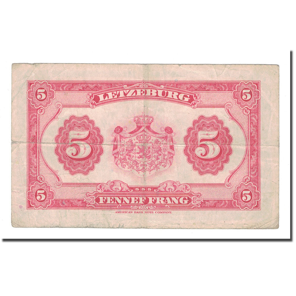 Banknote, Luxembourg, 5 Francs, 1944, KM:43a, VF(20-25)