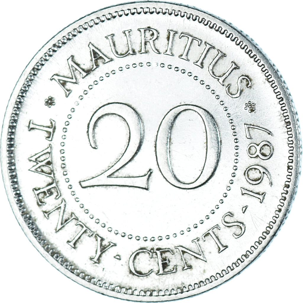 Coin, Mauritius, 20 Cents, 1987