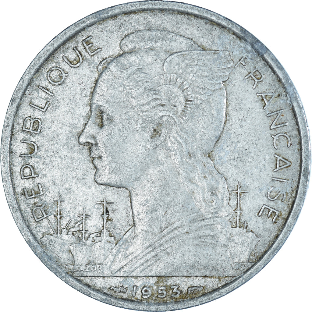 Monnaie, Madagascar, 5 Francs, 1953