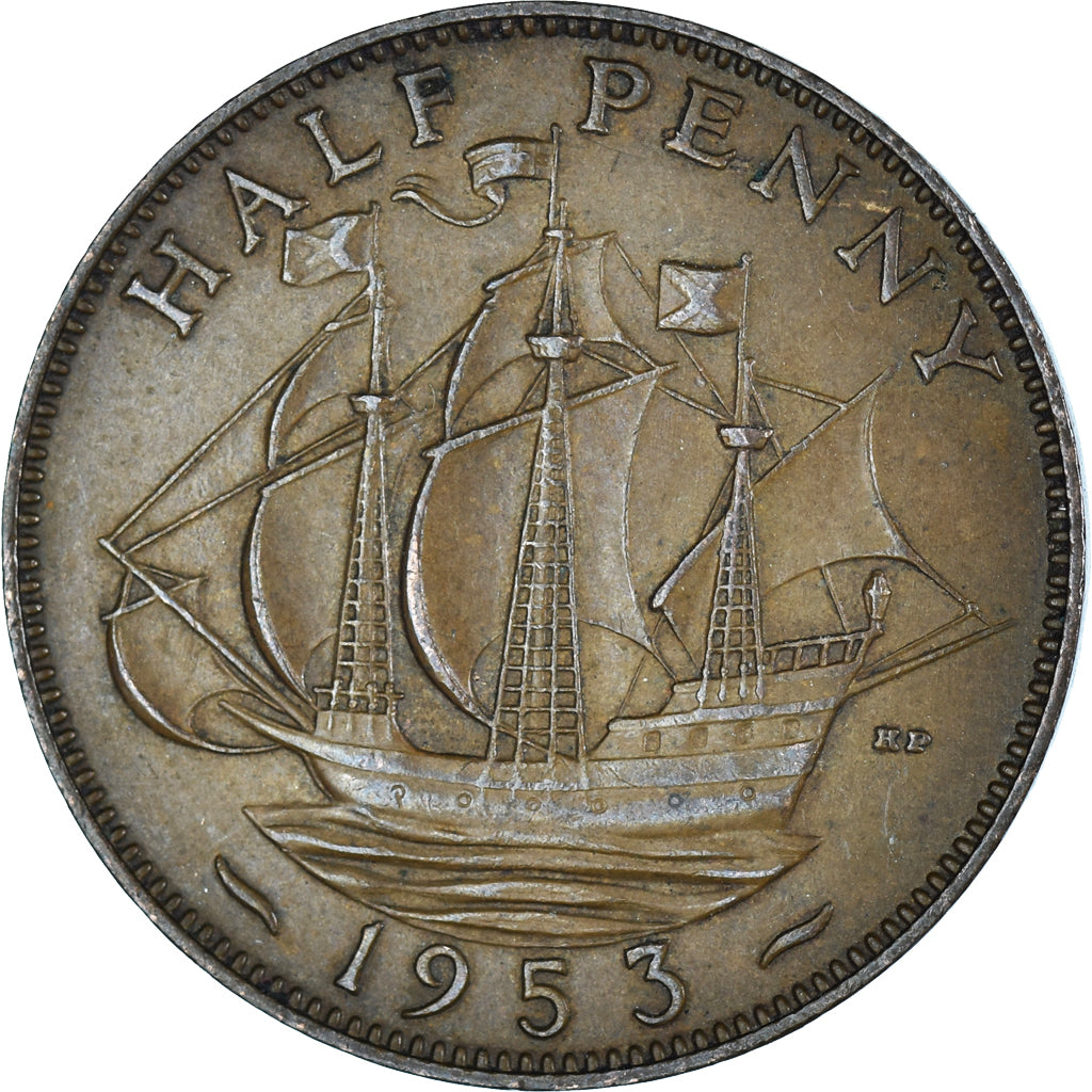 Moneda, Gran Bretaña, 1/2 Penny, 1953