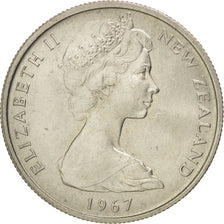 NEW ZEALAND, 5 Cents, 1967, KM #34.1, AU(55-58), Copper-Nickel, 19.43, 2.85