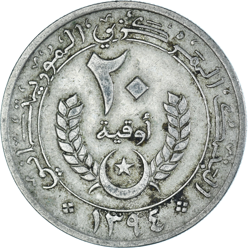 Coin, Mauritania, 20 Ouguiya, 1974