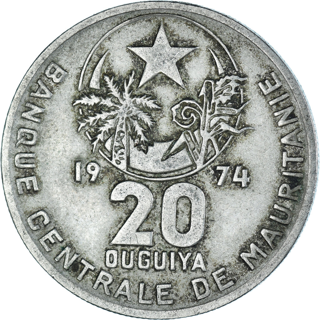 Coin, Mauritania, 20 Ouguiya, 1974