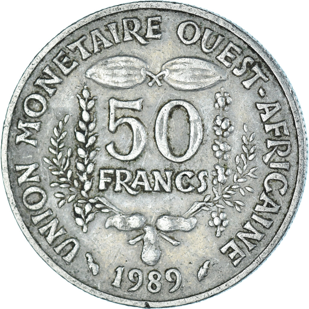 Coin, West African States, 50 Francs, 1989