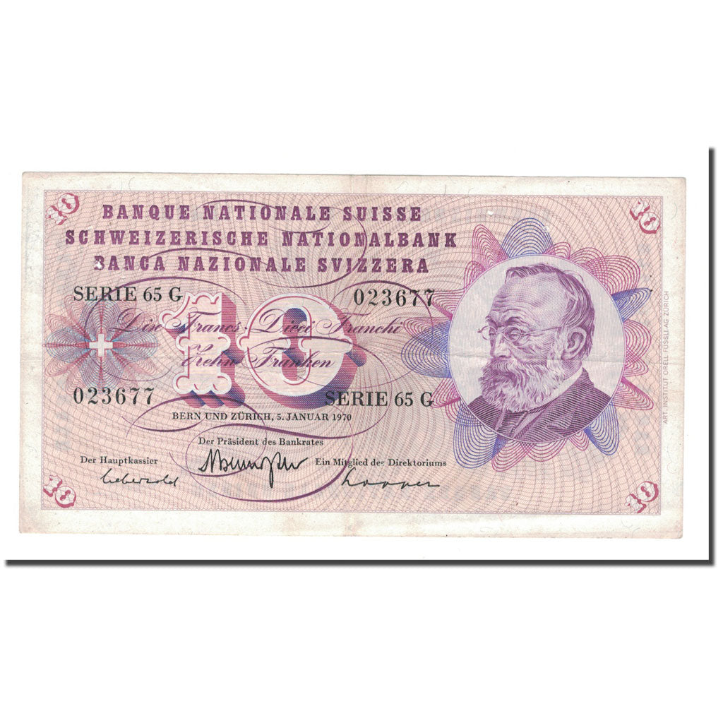 Banknote, Switzerland, 10 Franken, 1970, 1970-01-05, KM:45p, EF(40-45)