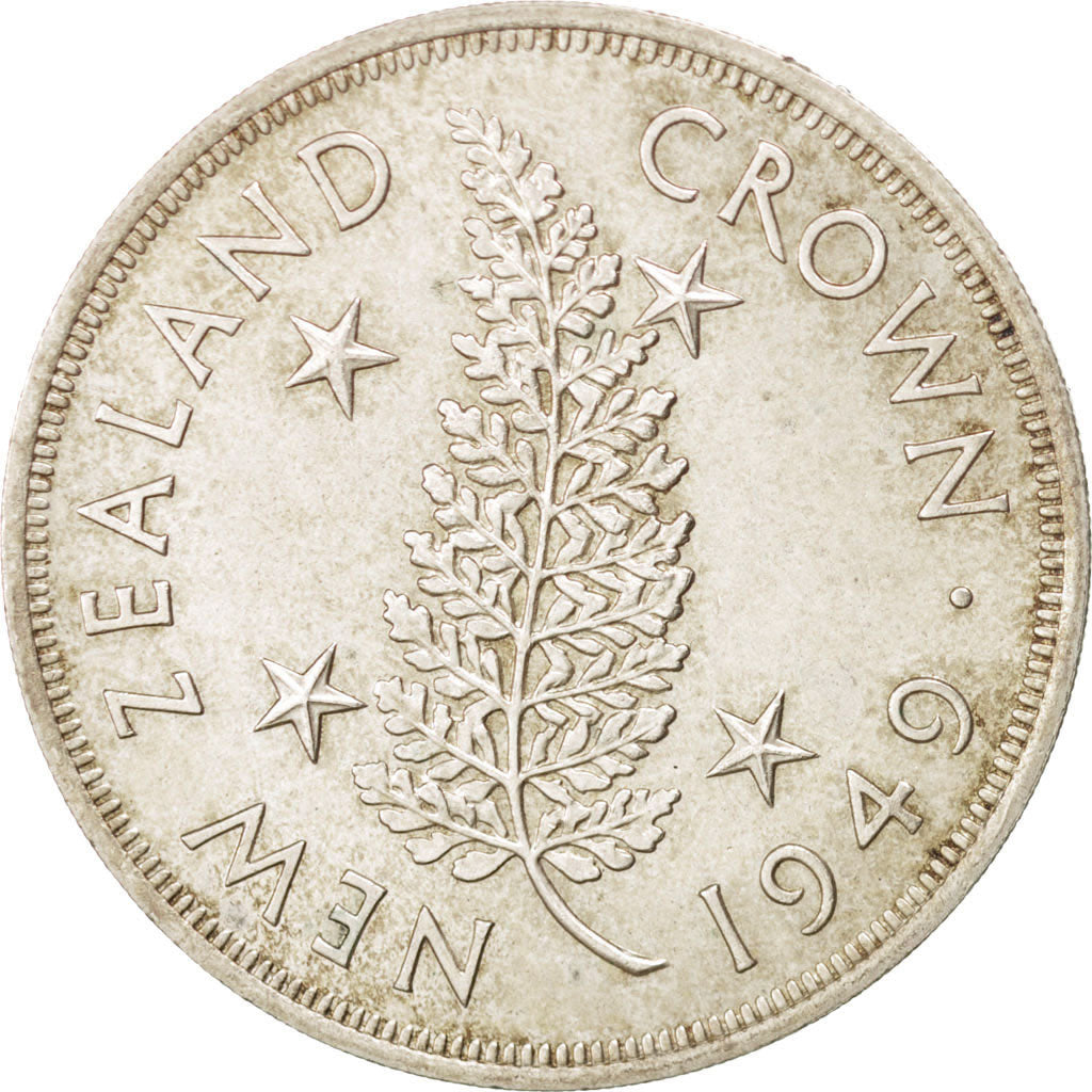 NEW ZEALAND, Crown, 1949, KM #22, AU(55-58), Silver, 38.8, 28.30