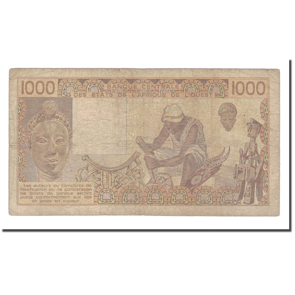 Banknote, West African States, 1000 Francs, 1985, KM:107Af, VG(8-10)