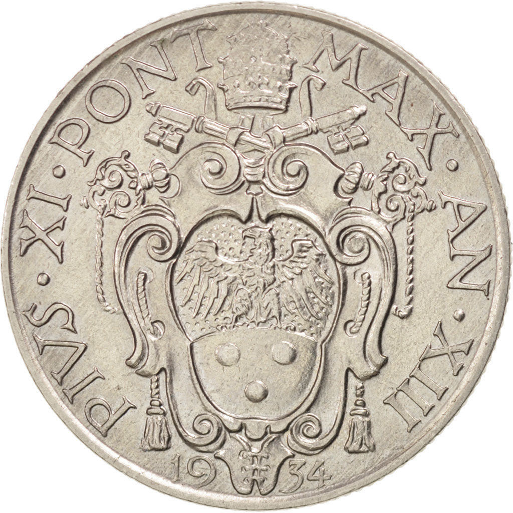 VATICAN CITY, Lira, 1934, KM #5, MS(63), Nickel, 8.02