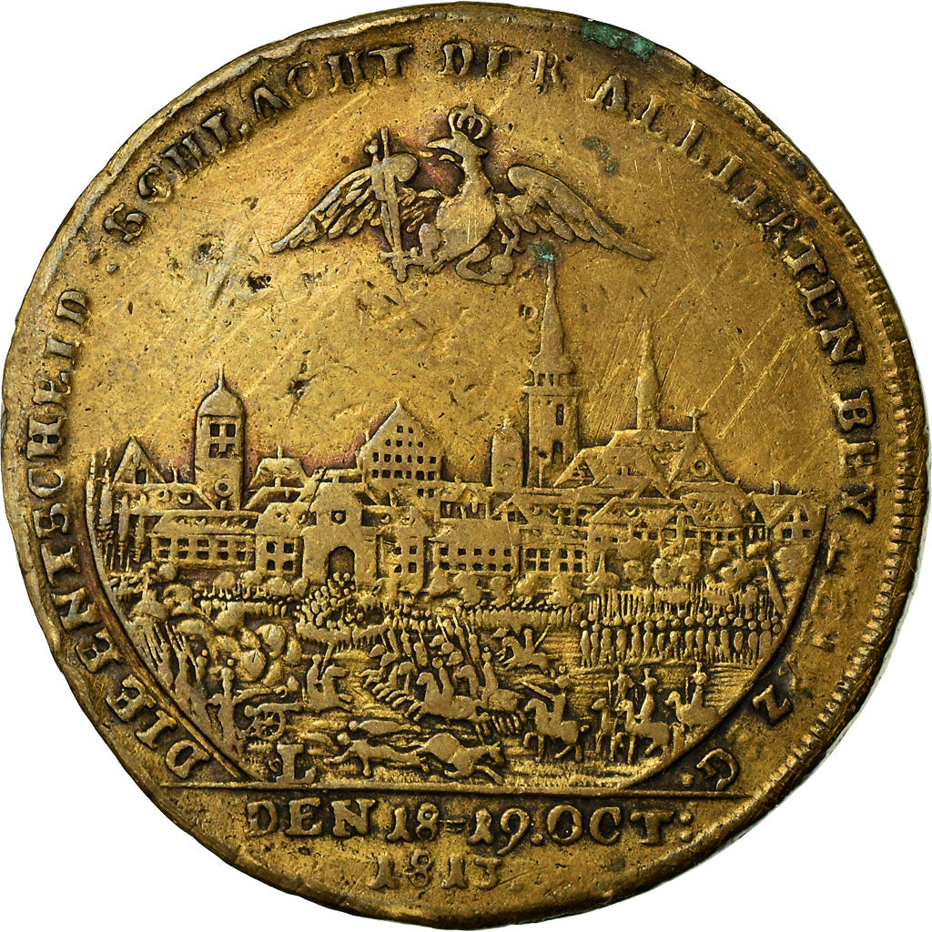 Russland, Medaille, Bataille de Leipzig, Alexandre Ier et François I, 1813