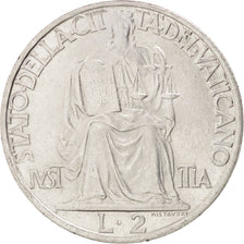 VATICAN CITY, 2 Lire, 1942, KM #36, AU(55-58), Stainless Steel, 29, 10.17