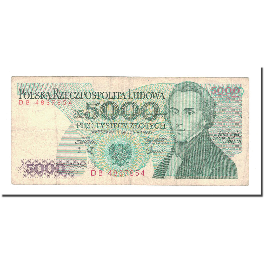 Banknote, Poland, 5000 Zlotych, 1988, 1988-12-01, KM:150c, VF(30-35)