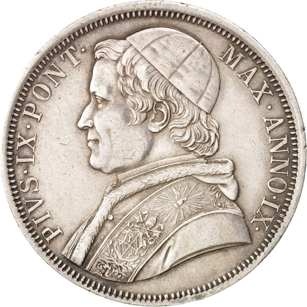 Vatican, Pie IX, Scudo 1854 Rome année IX du pontificat, KM 1336.2