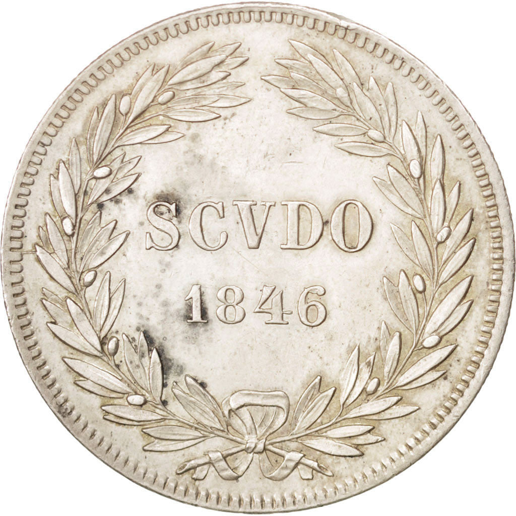 ITALIAN STATES, Scudo, 1846, Roma, KM #1324, AU(55-58), Silver, 26.93