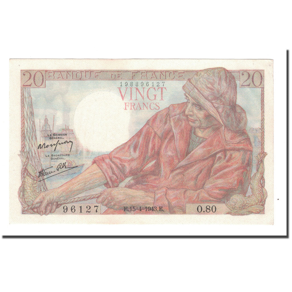 Francja, 20 Francs, 1943, 1943-04-15, AU(55-58), Fayette:13.6, KM:100a