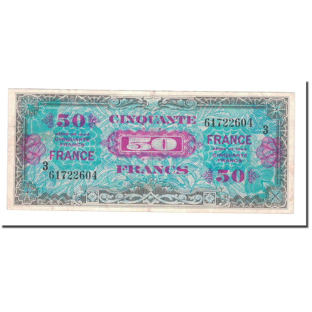 France, 50 Francs, 1944, EF(40-45), Fayette:VF24.3, KM:122a