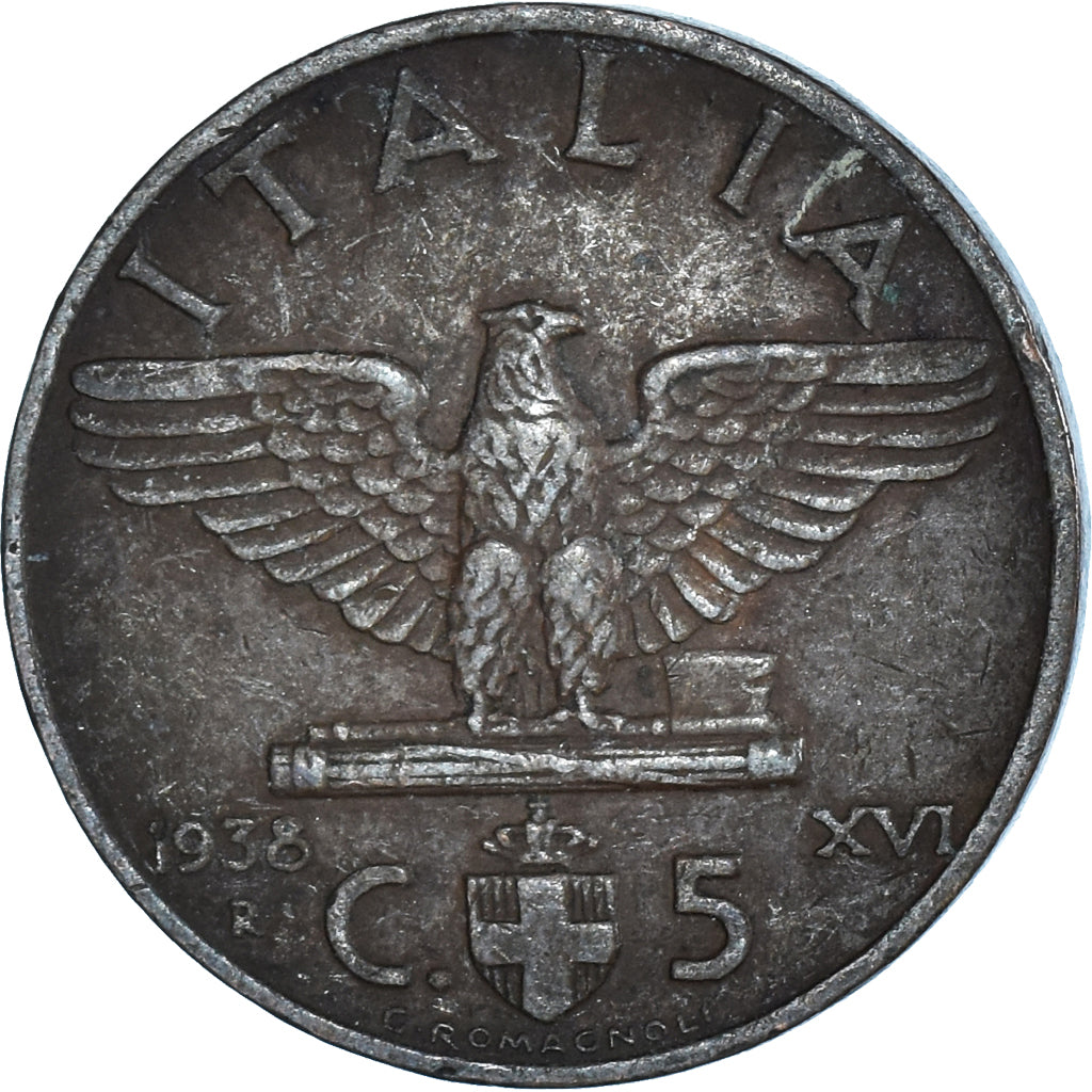 Moeda, Itália, 5 Centesimi, 1938