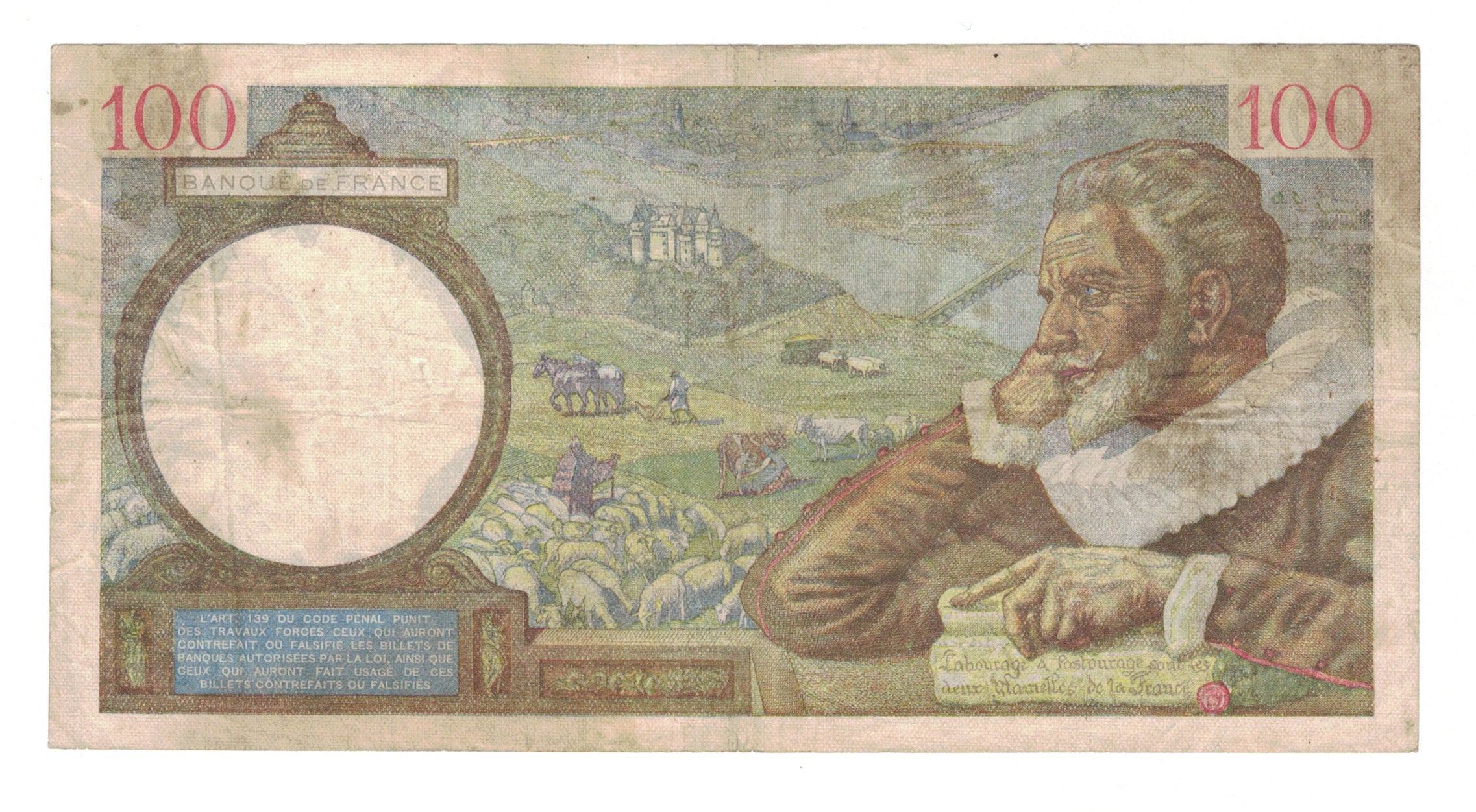 France, 100 Francs, Sully, 1941, 1941-01-30, VF(20-25), Fayette:26.45, KM:94