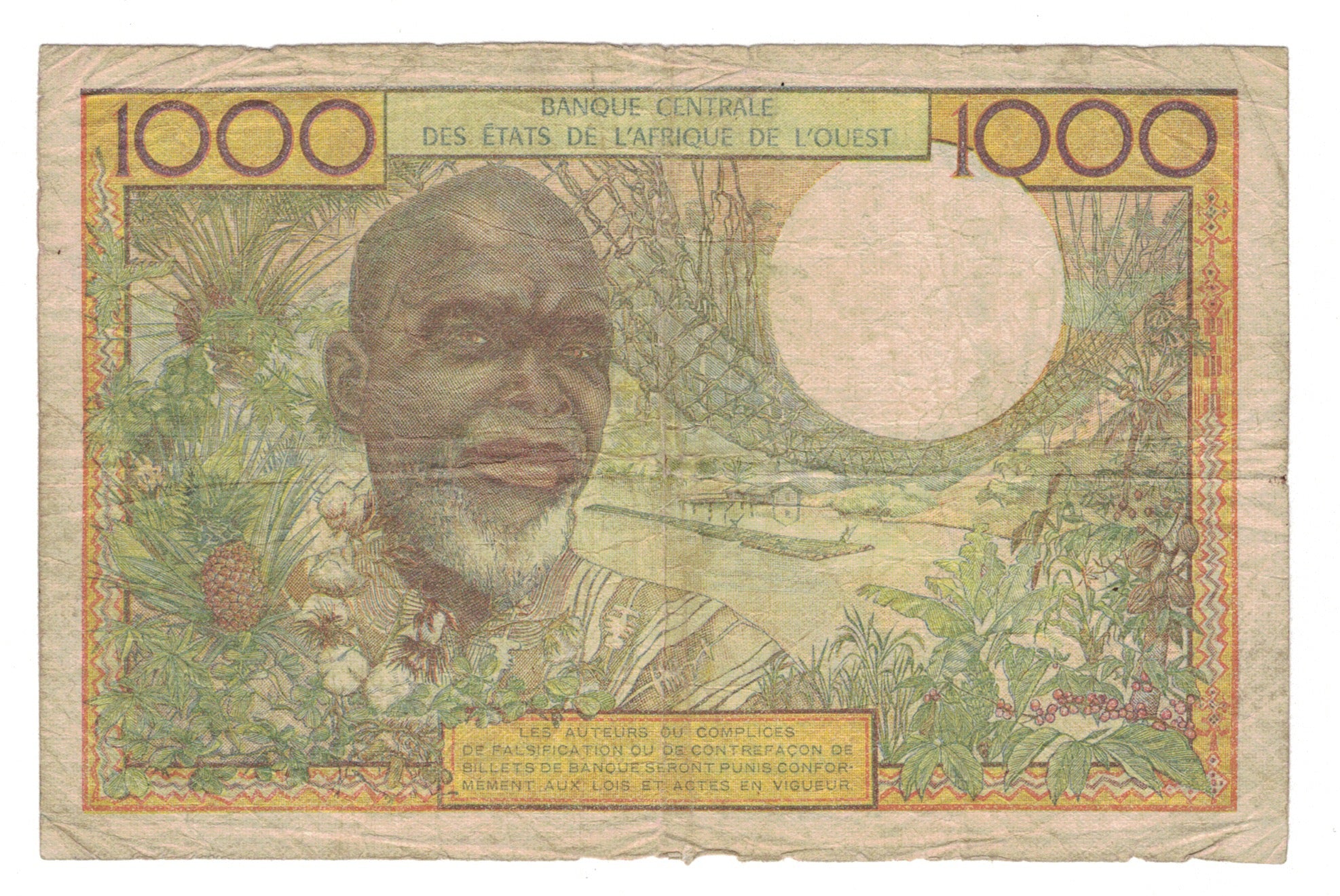 Banknote, West African States, 1000 Francs, KM:103Am, F(12-15)