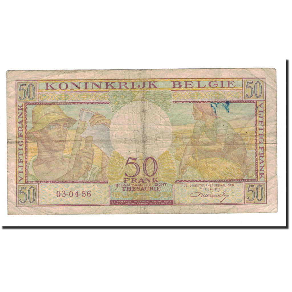 Banknote, Belgium, 50 Francs, 1956, 1956-04-03, KM:133b, VG(8-10)