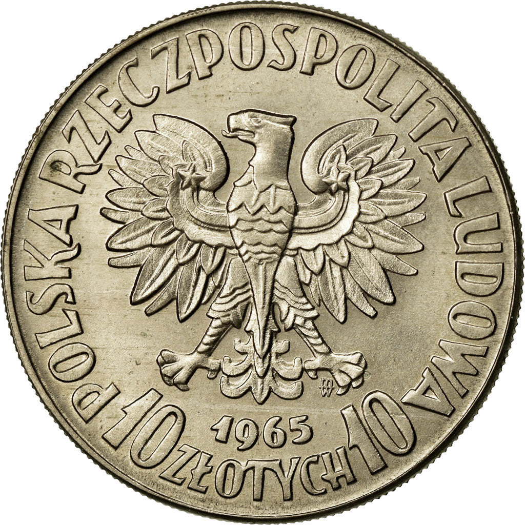 Coin, Poland, 10 Zlotych, 1965, MS(63), Copper-nickel, KM:Pr131