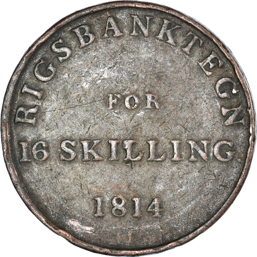 Monnaie, Danemark, 16 Skilling, 1814