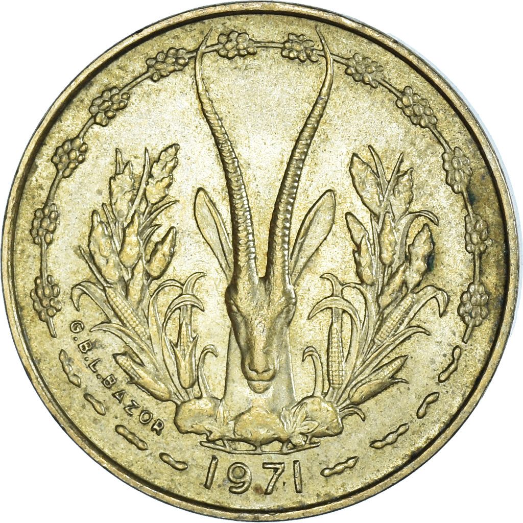 Coin, West African States, 5 Francs, 1971
