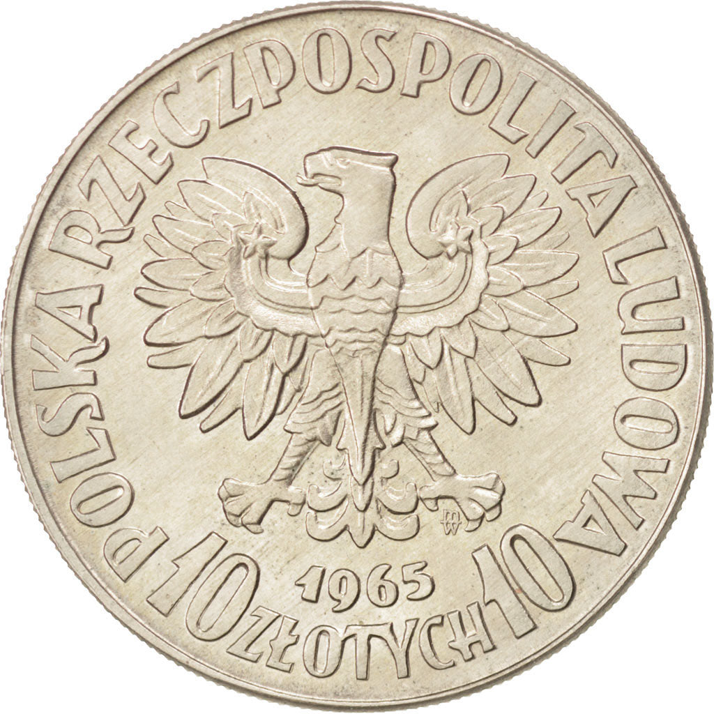 Coin, Poland, 10 Zlotych, 1965, MS(63), Copper-nickel, KM:Pr131