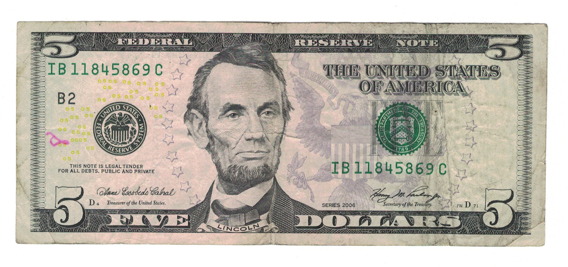 Banknote, United States, 5 Dollars, Undated (2006), VF(20-25)