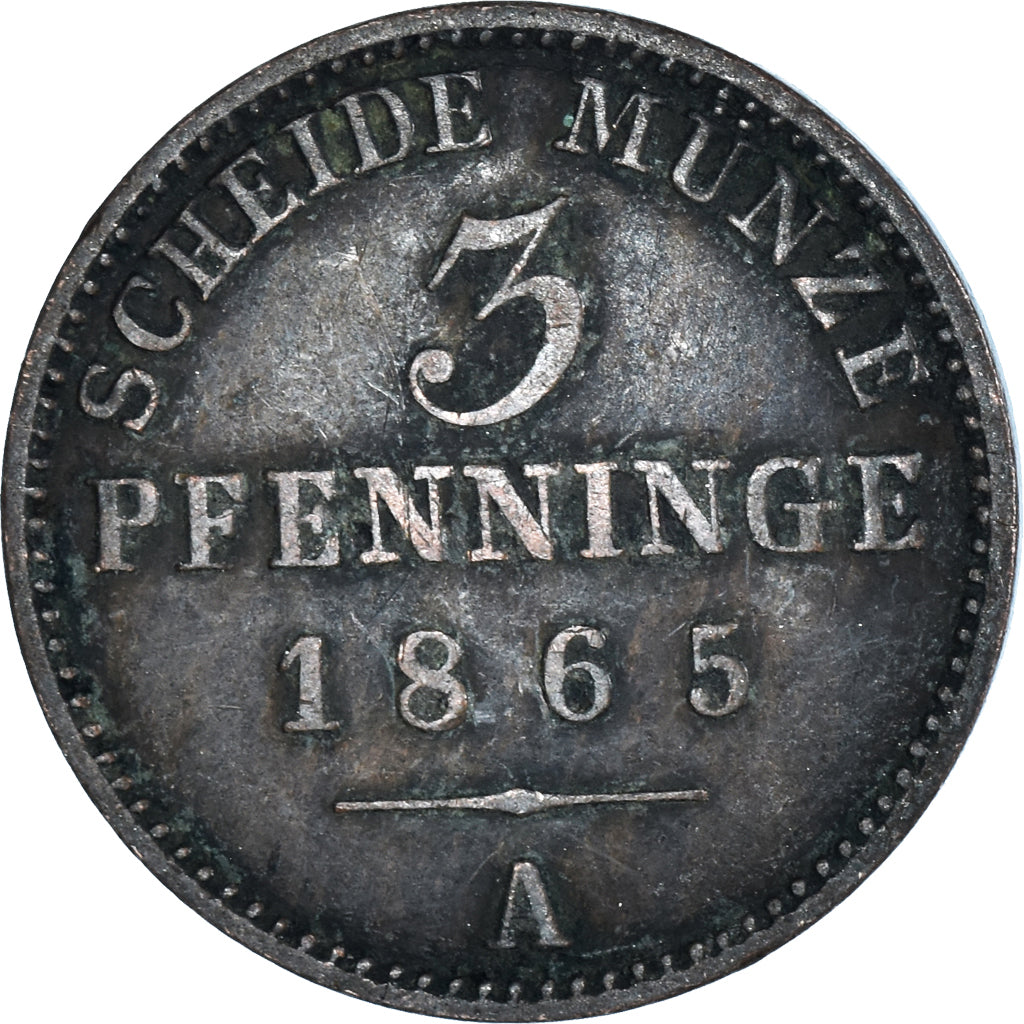 Moneta, Landy niemieckie, 3 Pfennig, 1865
