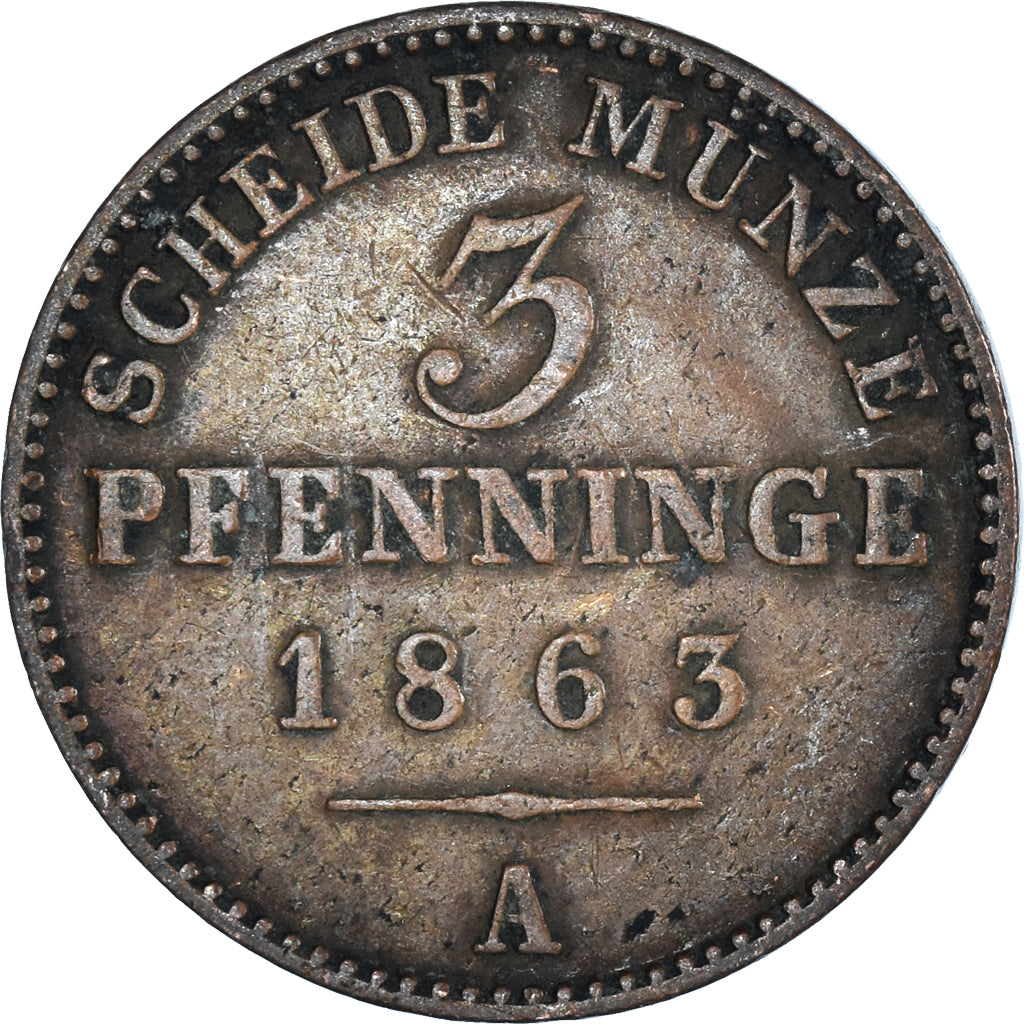 Coin, German States, 3 Pfennig, 1863