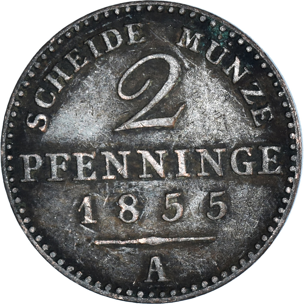Münze, Deutsch Staaten, 2 Pfennig, 1855