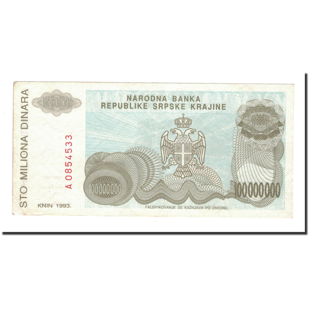 Banknote, Croatia, 100 Million Dinara, 1993, KM:R25a, EF(40-45)