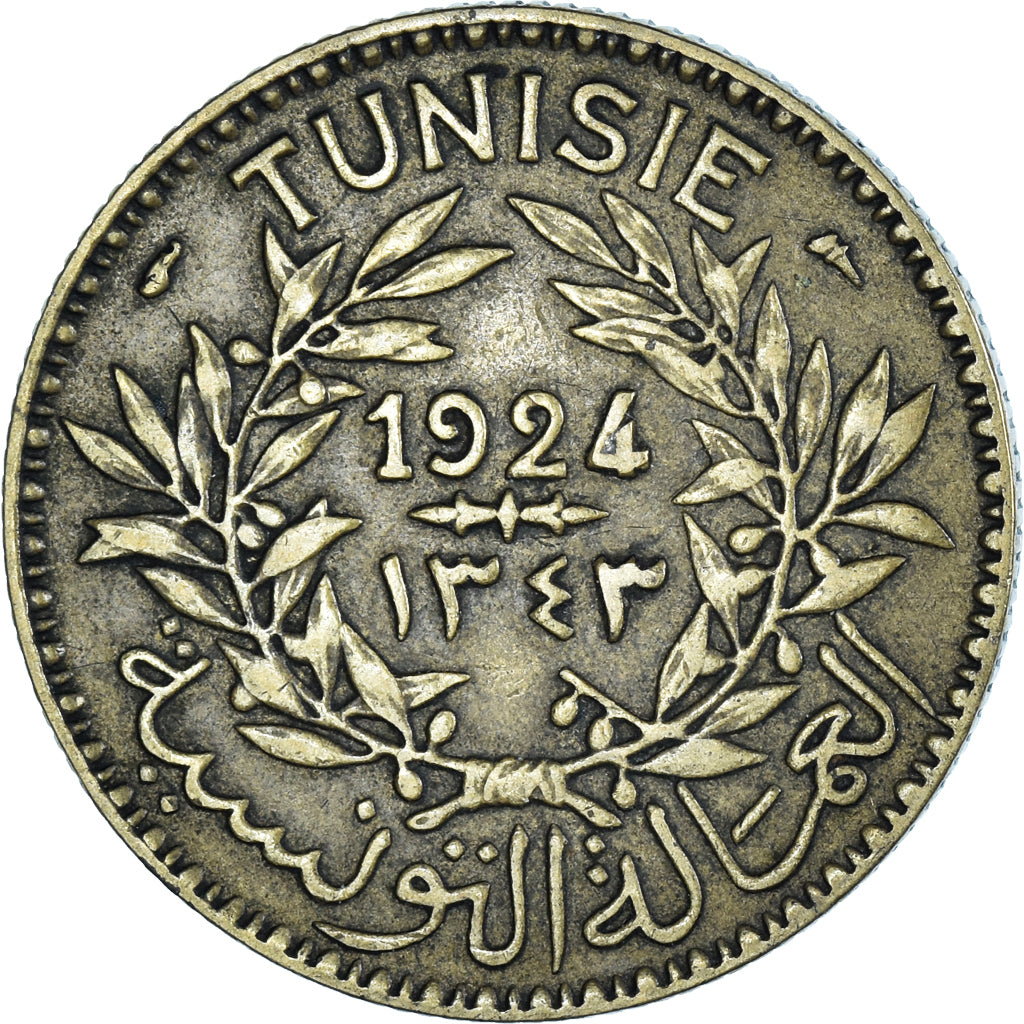 Moeda, Tunísia, 2 Francs, 1924