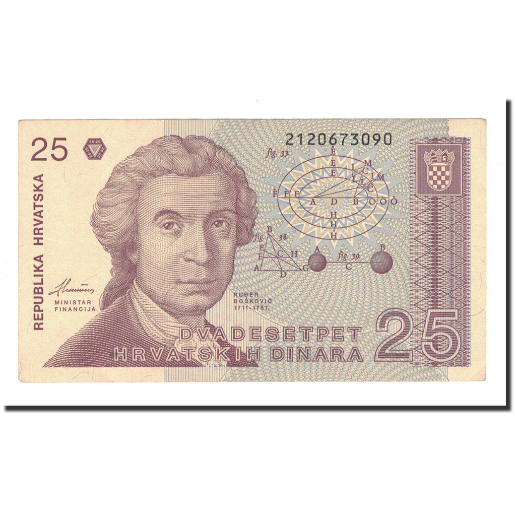 Banknote, Croatia, 25 Dinara, 1991, 1991-10-08, KM:19a, AU(50-53)