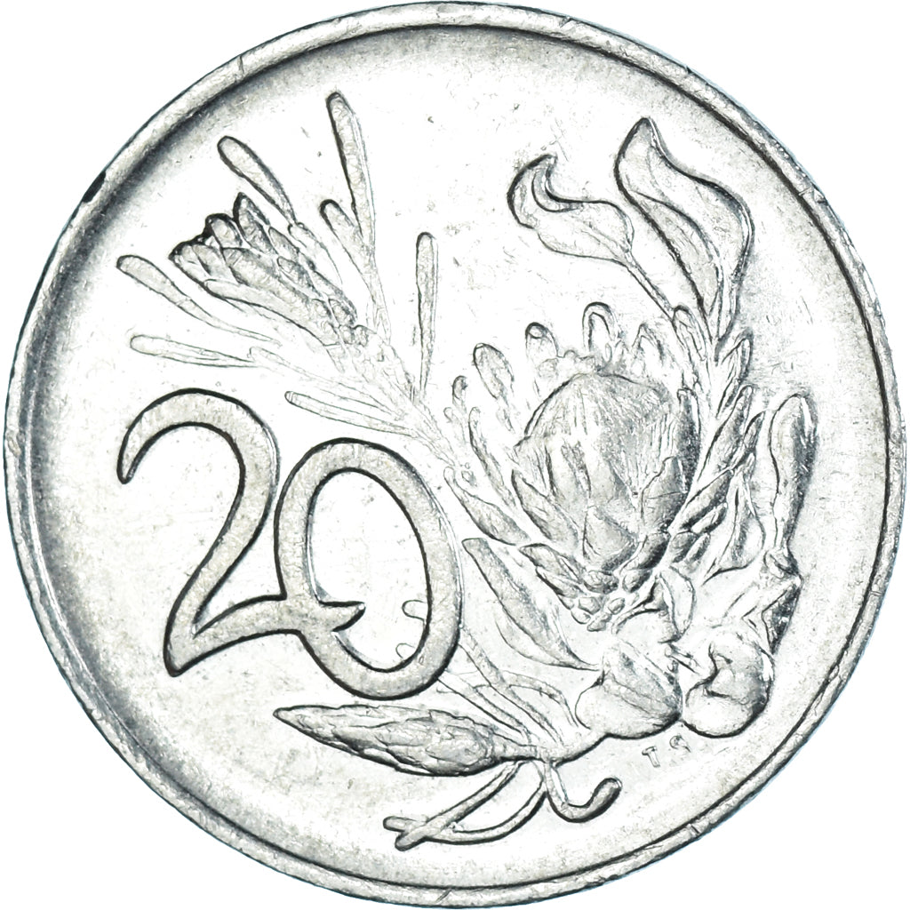 Moeda, África do Sul, 20 Cents, 1990