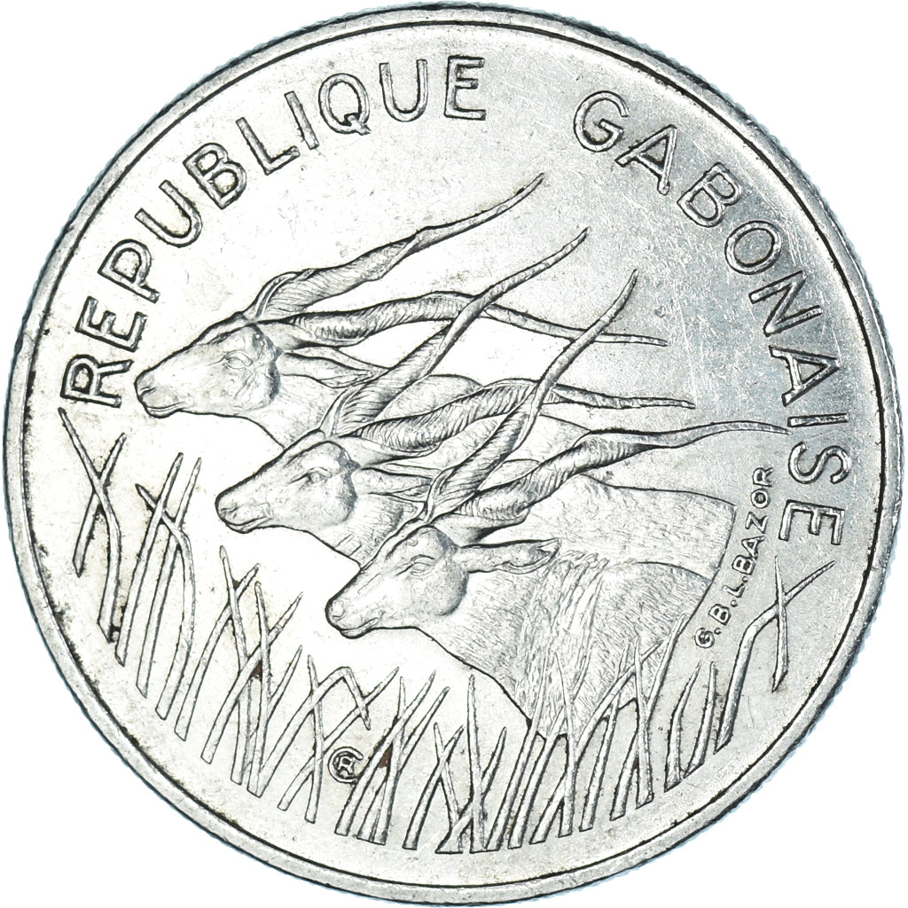 Moneda, Gabón, 100 Francs, 1975