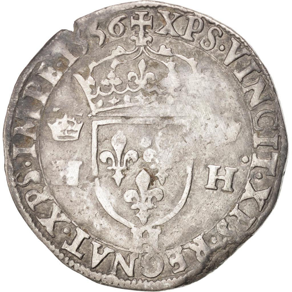 FRANCE, Teston, 1556, La Rochelle, VF(30-35), Silver, Sombart #4558, 9.19
