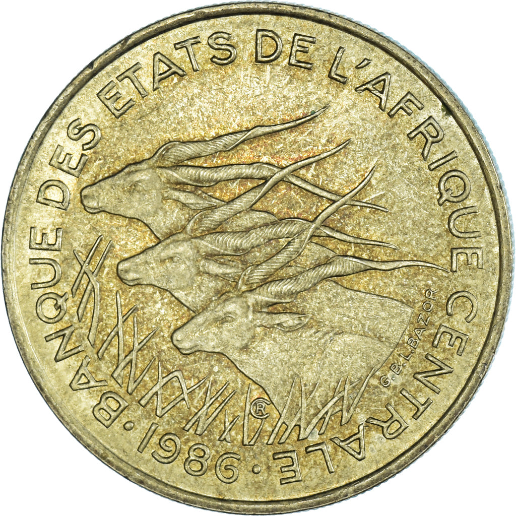 Moneda, Estados del África central, 25 Francs, 1986
