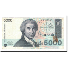 Banknote, Croatia, 5000 Dinara, 1992, 1992-01-15, KM:24a, VF(30-35)