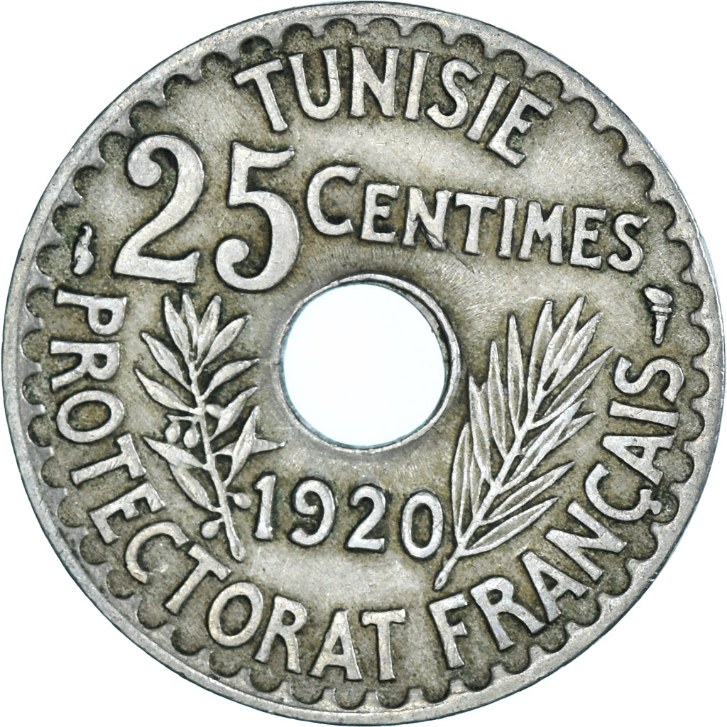 Moneda, Túnez, 25 Centimes, 1920