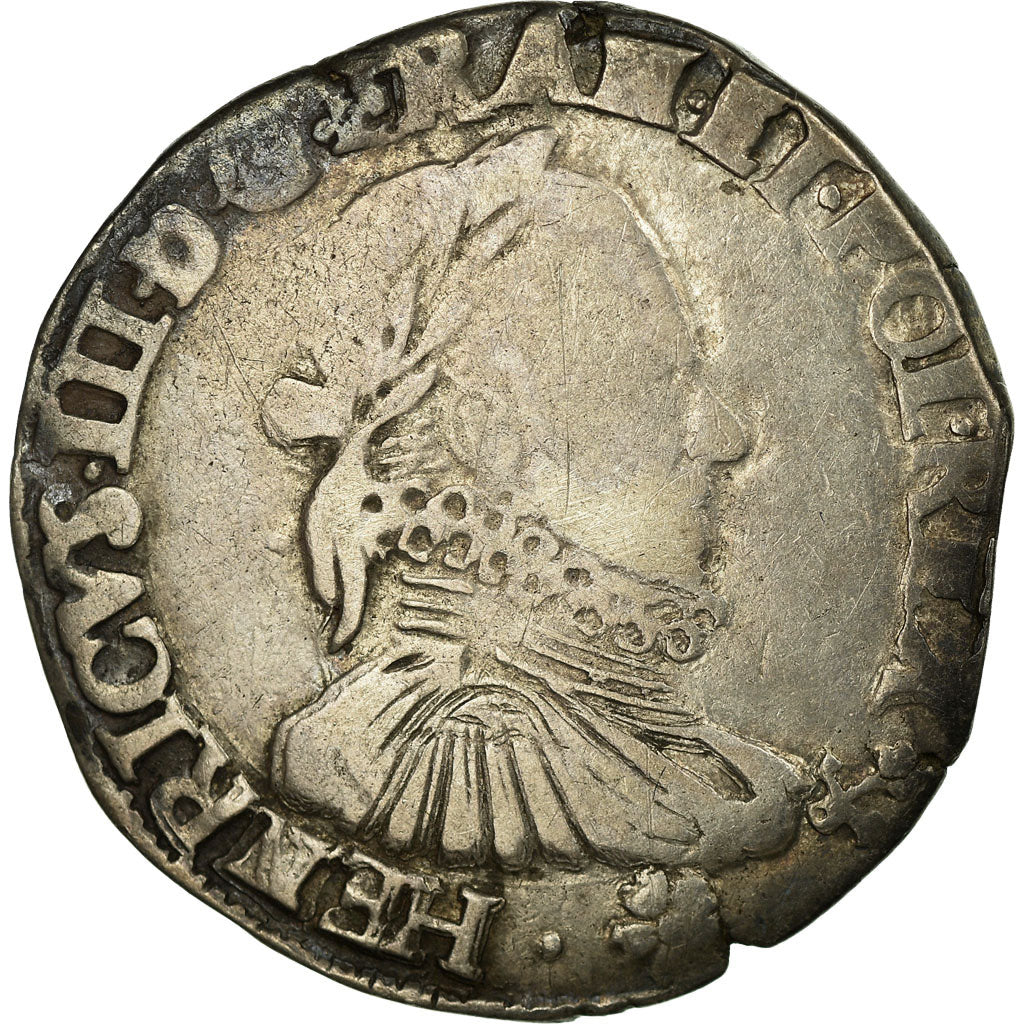 Coin, France, Teston, 1576, Bayonne, VF(20-25), Silver, Sombart:4654