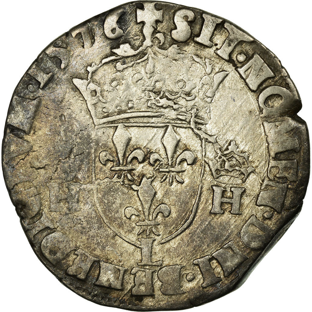 Coin, France, Teston, 1576, Bayonne, VF(20-25), Silver, Sombart:4654