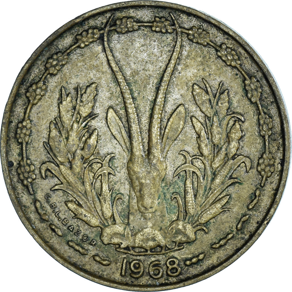 Moneta, Stati dell'Africa occidentale, 10 Francs, 1968