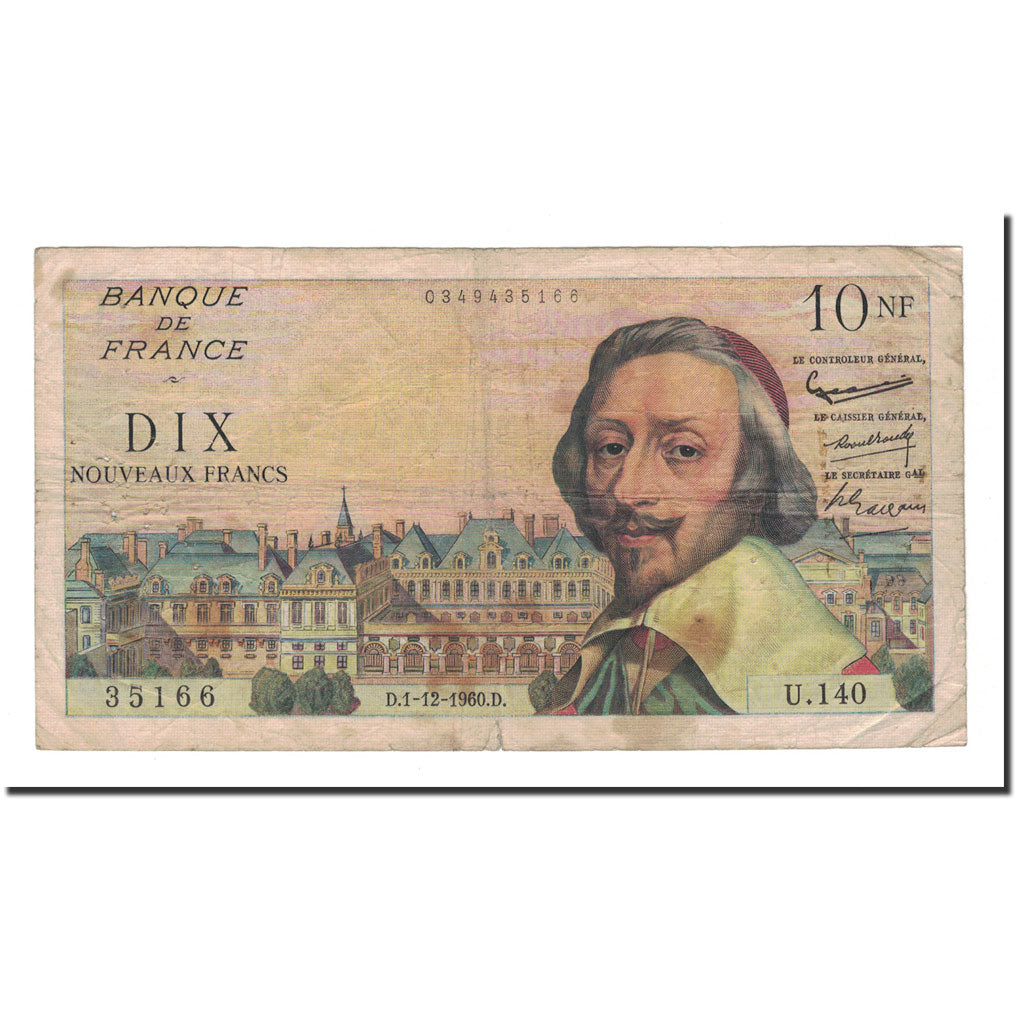 France, 10 Nouveaux Francs, Richelieu, 1960, 1960-12-01, B, Fayette:57.12