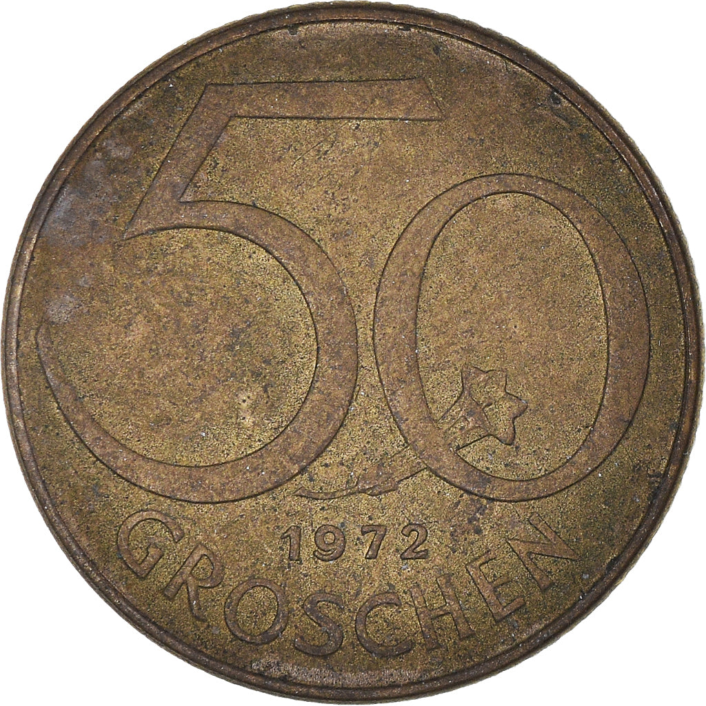 Coin, Austria, 50 Groschen, 1972, EF(40-45), Aluminum-Bronze